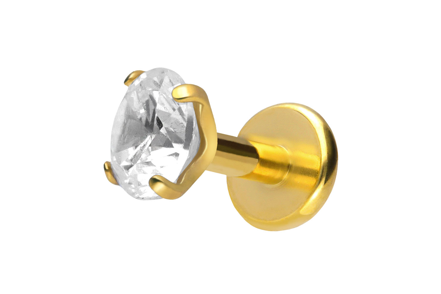 Titan Labret Piercing mit Push Fit EINGEFASSTER KRISTALL